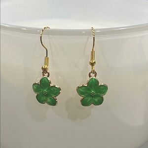 Green Flower Earrings